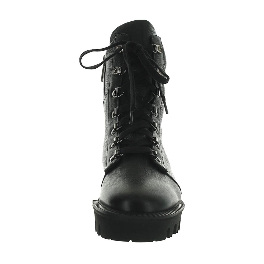 Auth Aquatalia Women’s Alyssa Black Leather Lace up Tumbled Calf Moto Boots 7.5 - Picture 2 of 11
